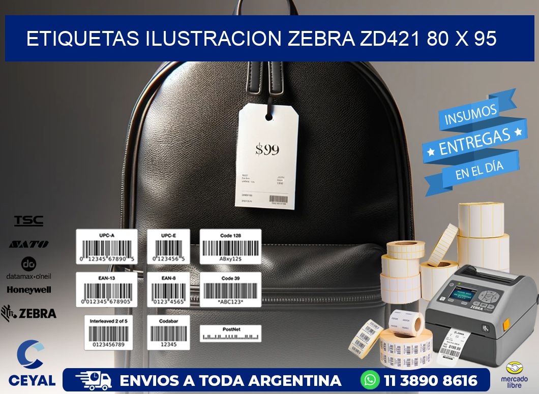 ETIQUETAS ILUSTRACION ZEBRA ZD421 80 x 95