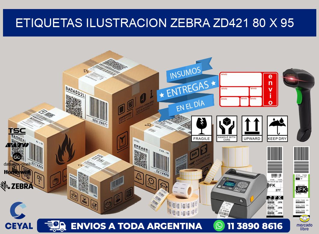 ETIQUETAS ILUSTRACION ZEBRA ZD421 80 x 95