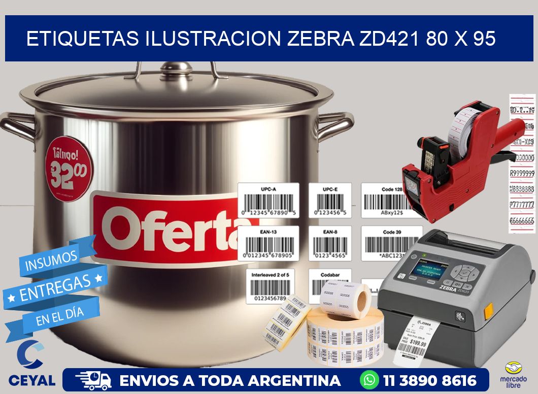 ETIQUETAS ILUSTRACION ZEBRA ZD421 80 x 95