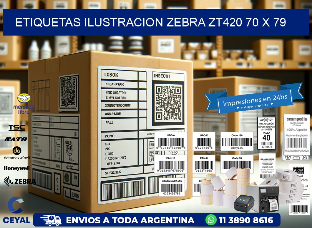 ETIQUETAS ILUSTRACION ZEBRA ZT420 70 x 79