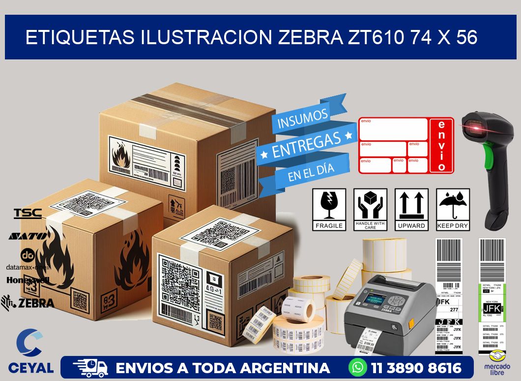 ETIQUETAS ILUSTRACION ZEBRA ZT610 74 x 56