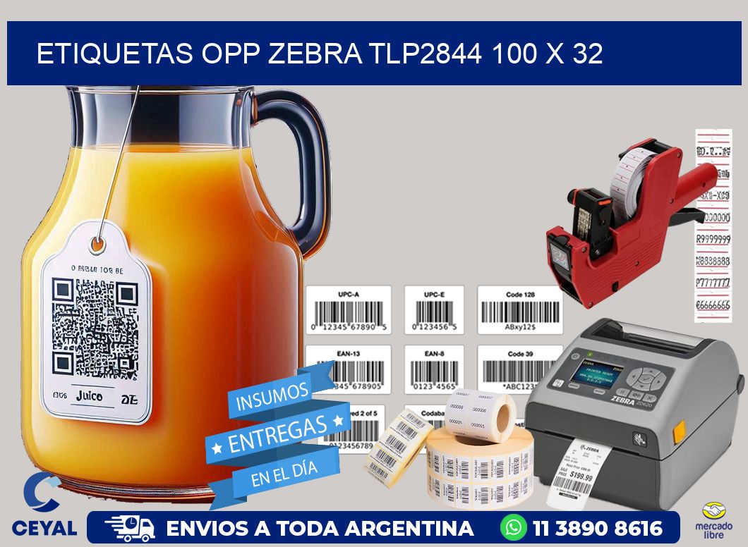ETIQUETAS OPP ZEBRA TLP2844 100 x 32