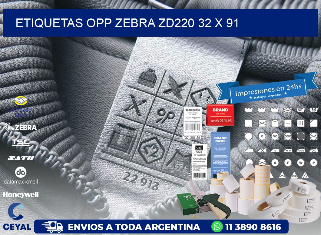 ETIQUETAS OPP ZEBRA ZD220 32 x 91