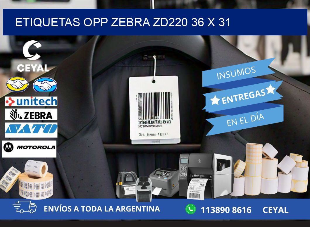 ETIQUETAS OPP ZEBRA ZD220 36 x 31