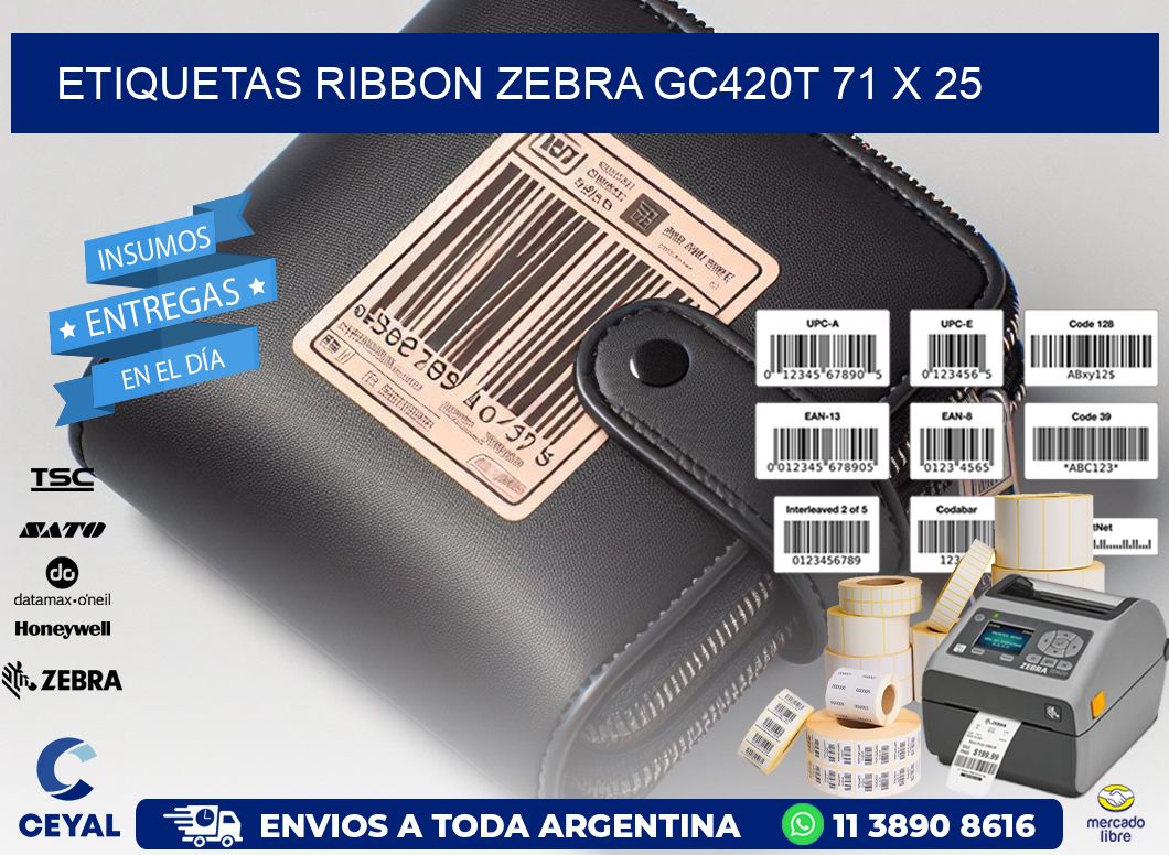 ETIQUETAS RIBBON Zebra GC420T 71 x 25