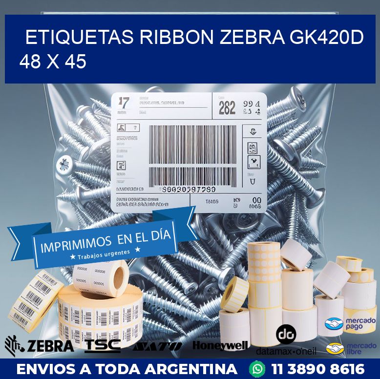 ETIQUETAS RIBBON Zebra GK420D 48 x 45