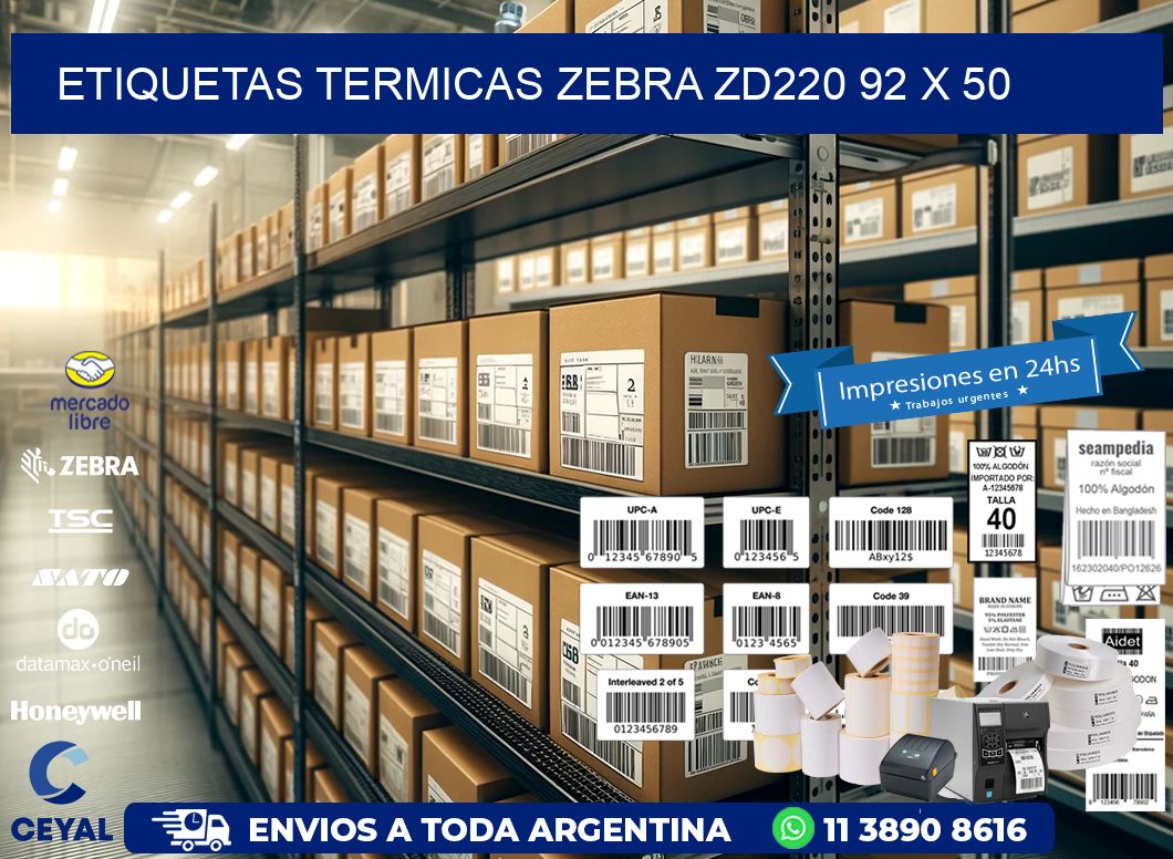 ETIQUETAS TERMICAS ZEBRA ZD220 92 x 50