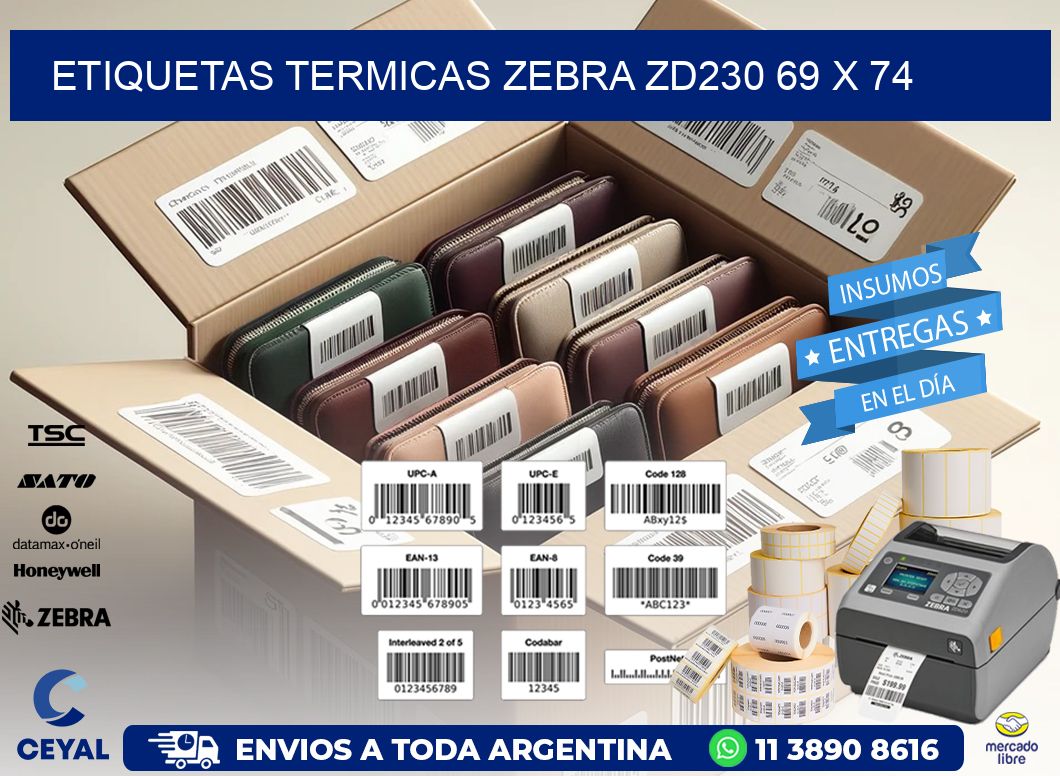 ETIQUETAS TERMICAS ZEBRA ZD230 69 x 74