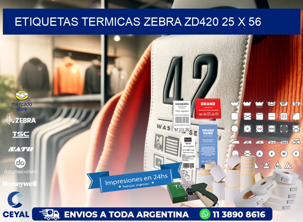 ETIQUETAS TERMICAS ZEBRA ZD420 25 x 56