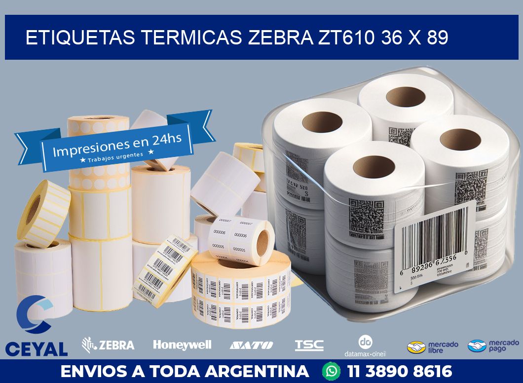 ETIQUETAS TERMICAS ZEBRA ZT610 36 x 89