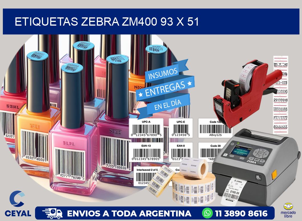 ETIQUETAS Zebra ZM400 93 x 51