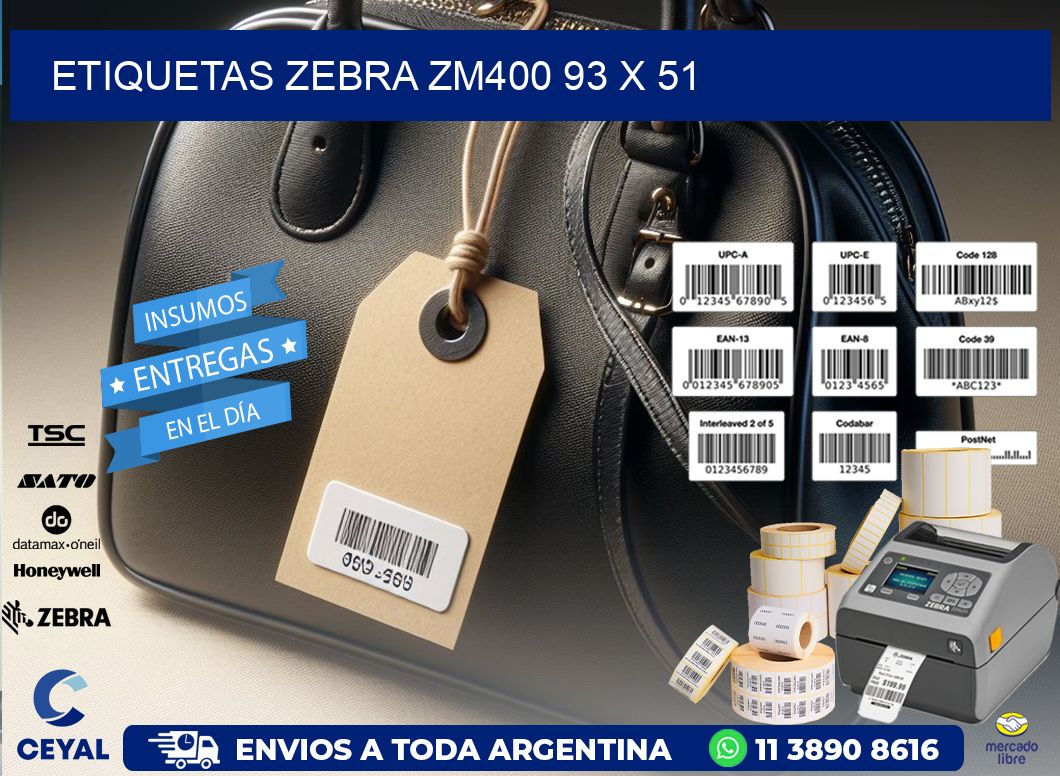 ETIQUETAS Zebra ZM400 93 x 51