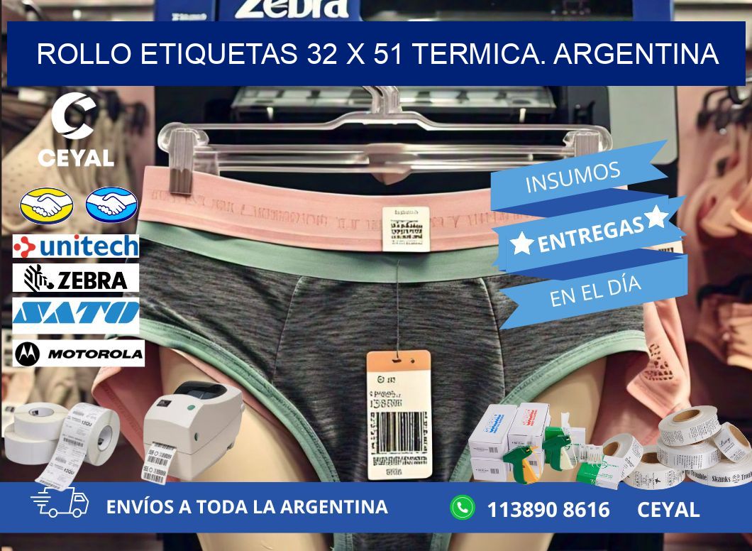 Rollo etiquetas 32 x 51 termica. Argentina