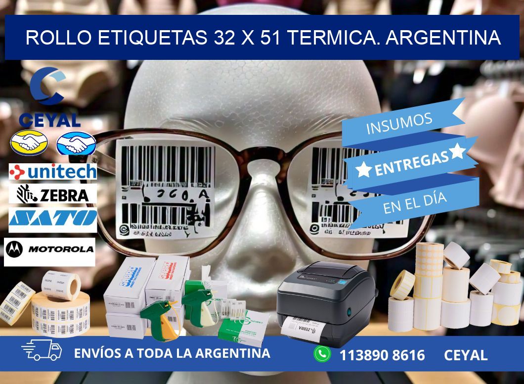 Rollo etiquetas 32 x 51 termica. Argentina