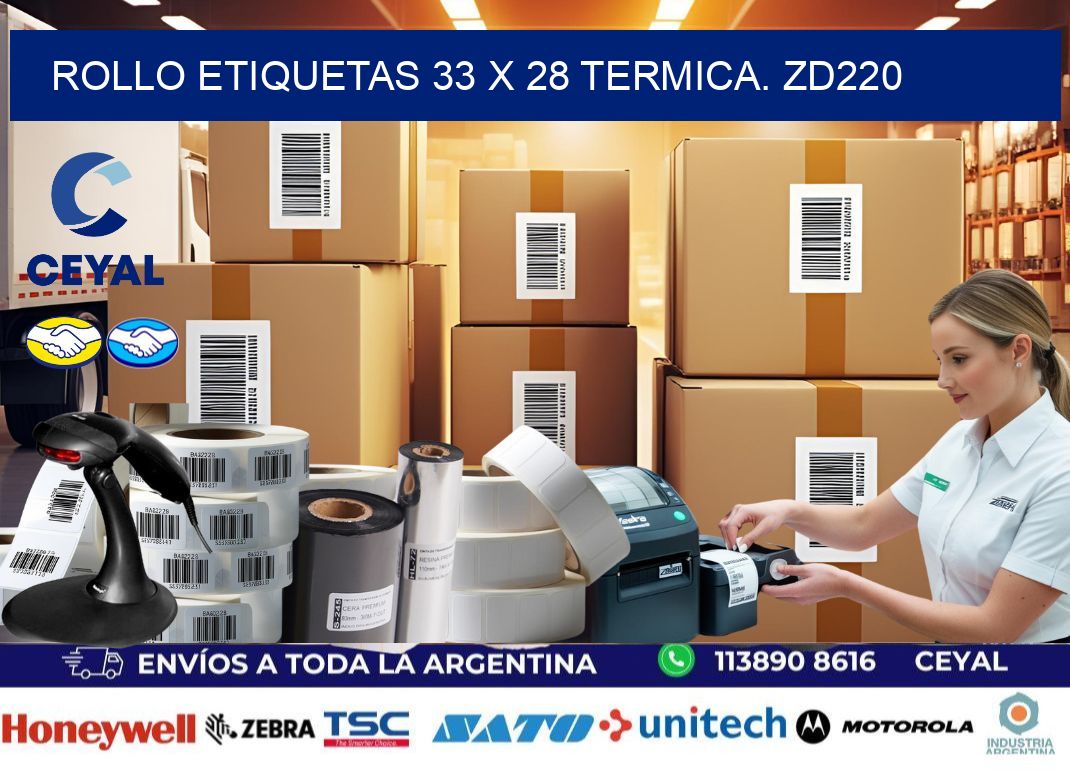 Rollo etiquetas 33 x 28 termica. zd220