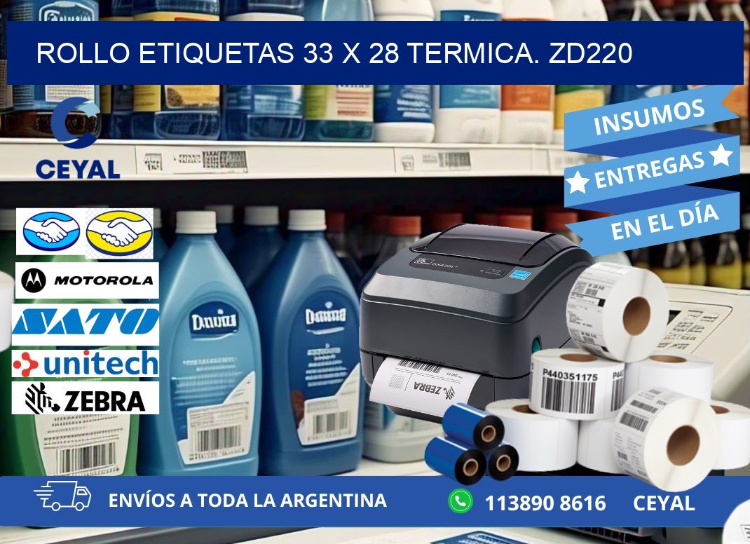 Rollo etiquetas 33 x 28 termica. zd220
