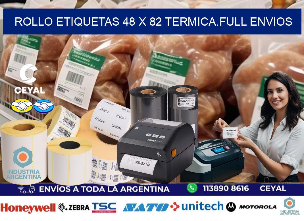 Rollo etiquetas 48 x 82 termica.full envios