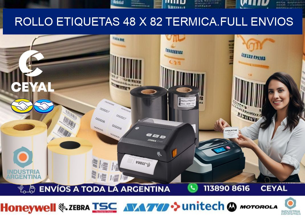 Rollo etiquetas 48 x 82 termica.full envios