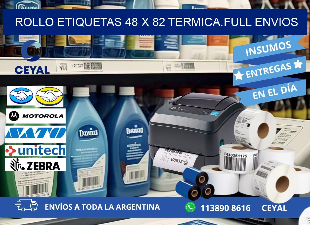 Rollo etiquetas 48 x 82 termica.full envios