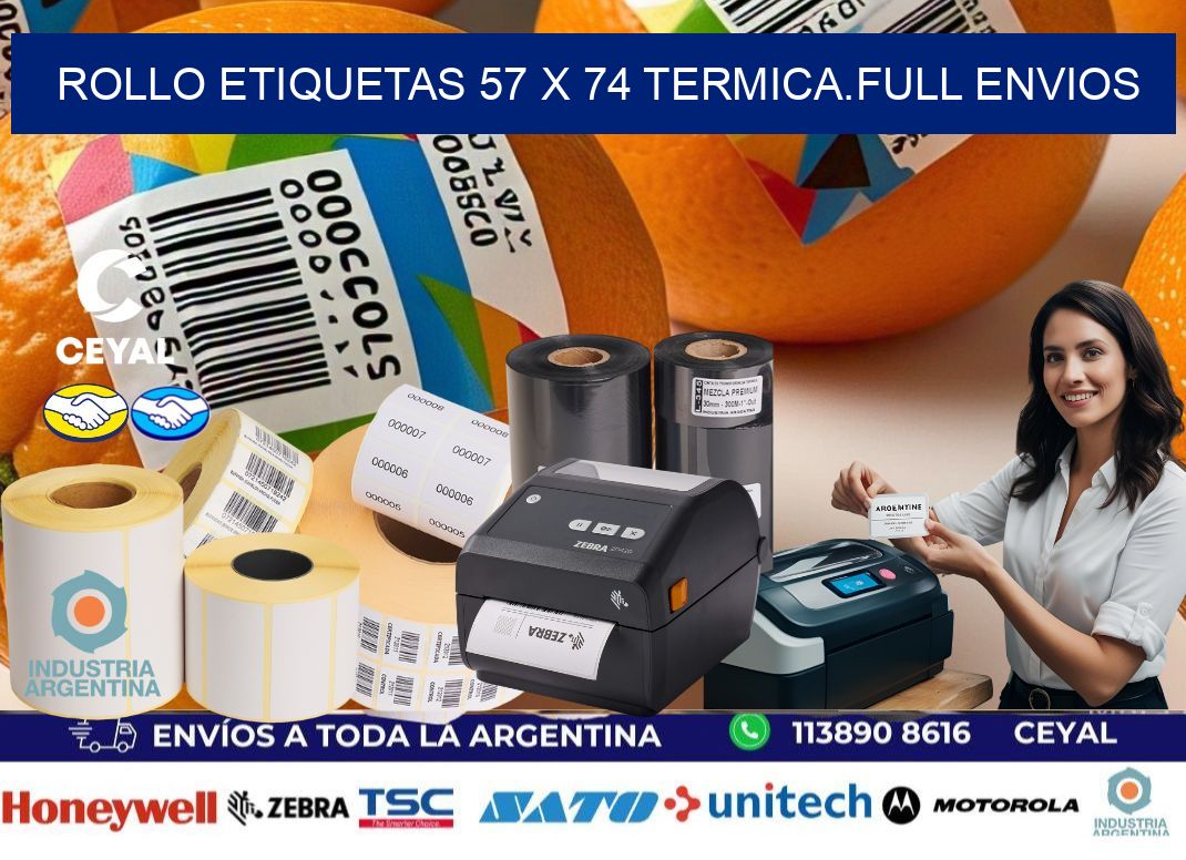 Rollo etiquetas 57 x 74 termica.full envios