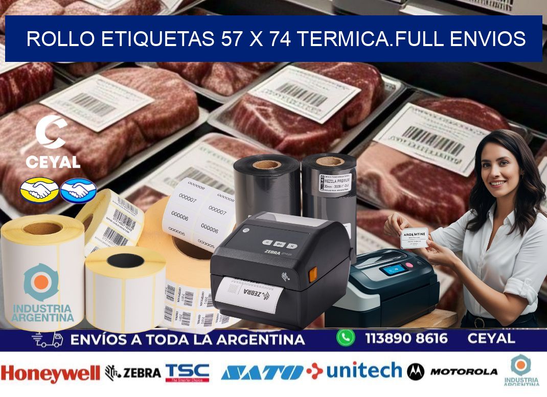 Rollo etiquetas 57 x 74 termica.full envios