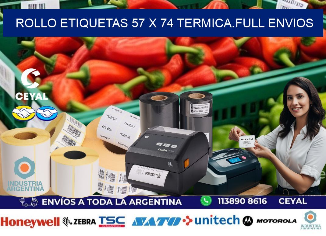 Rollo etiquetas 57 x 74 termica.full envios