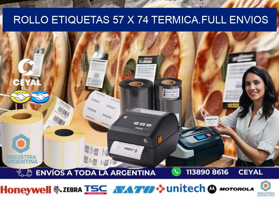 Rollo etiquetas 57 x 74 termica.full envios