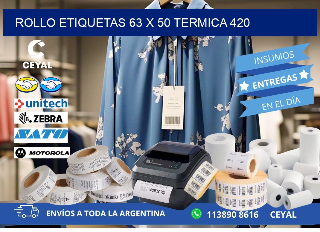 Rollo etiquetas 63 x 50 termica 420
