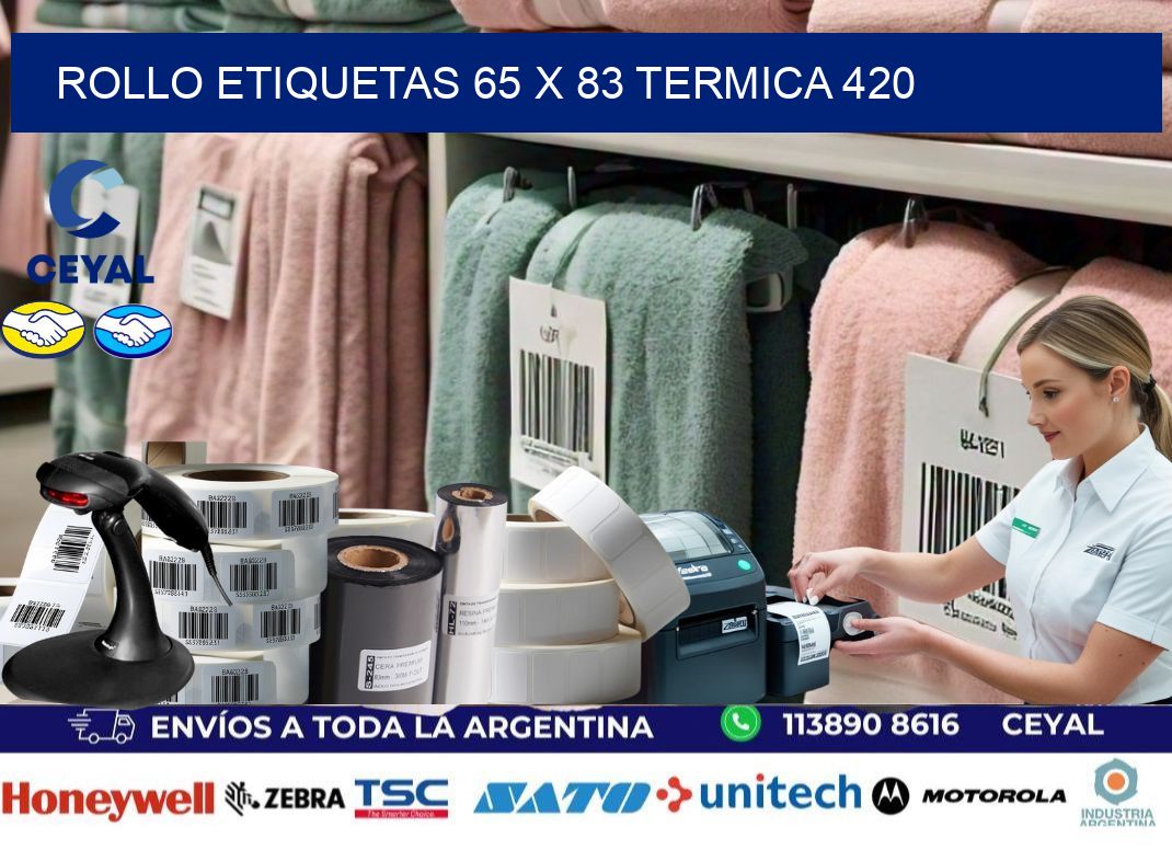 Rollo etiquetas 65 x 83 termica 420