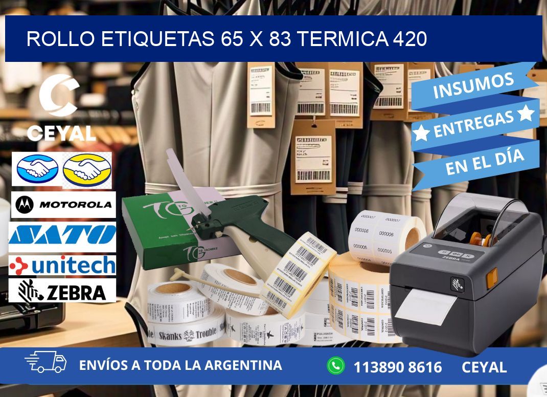 Rollo etiquetas 65 x 83 termica 420