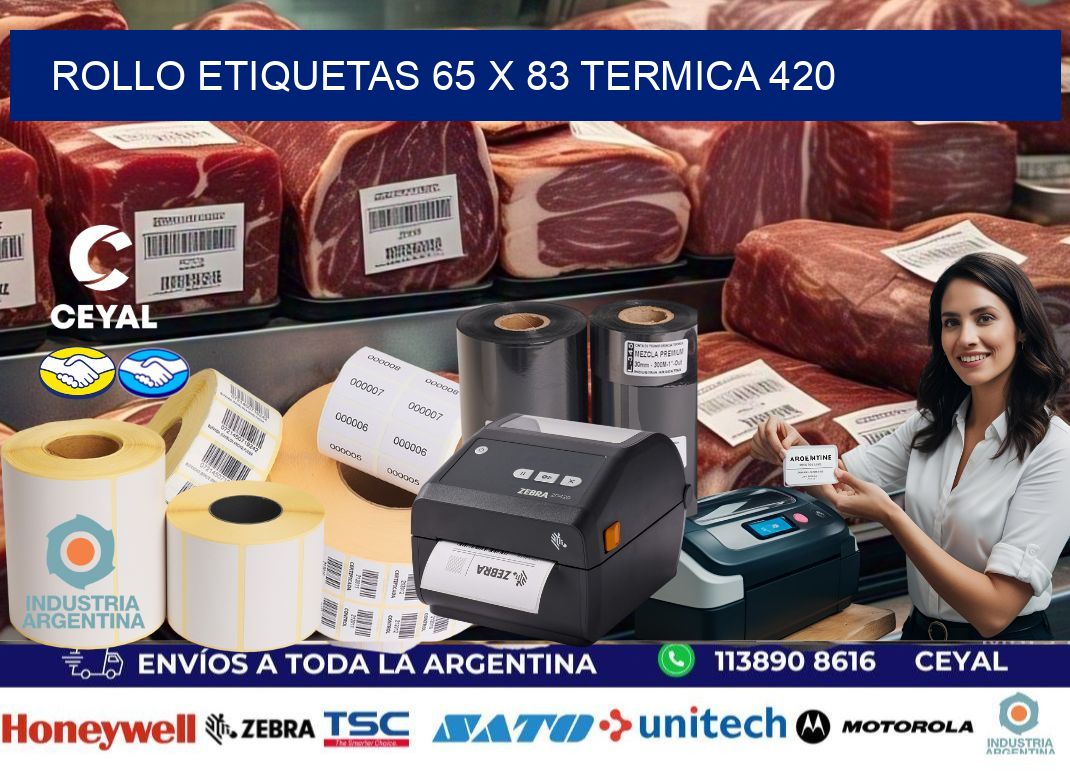 Rollo etiquetas 65 x 83 termica 420