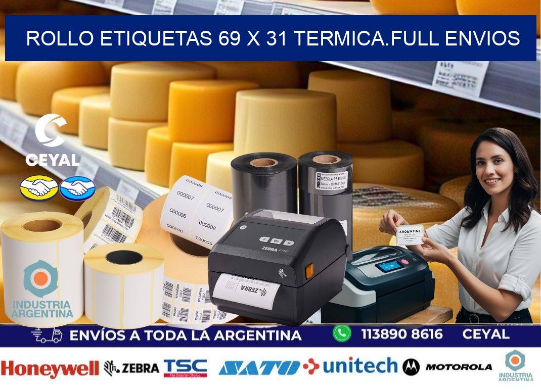 Rollo etiquetas 69 x 31 termica.full envios