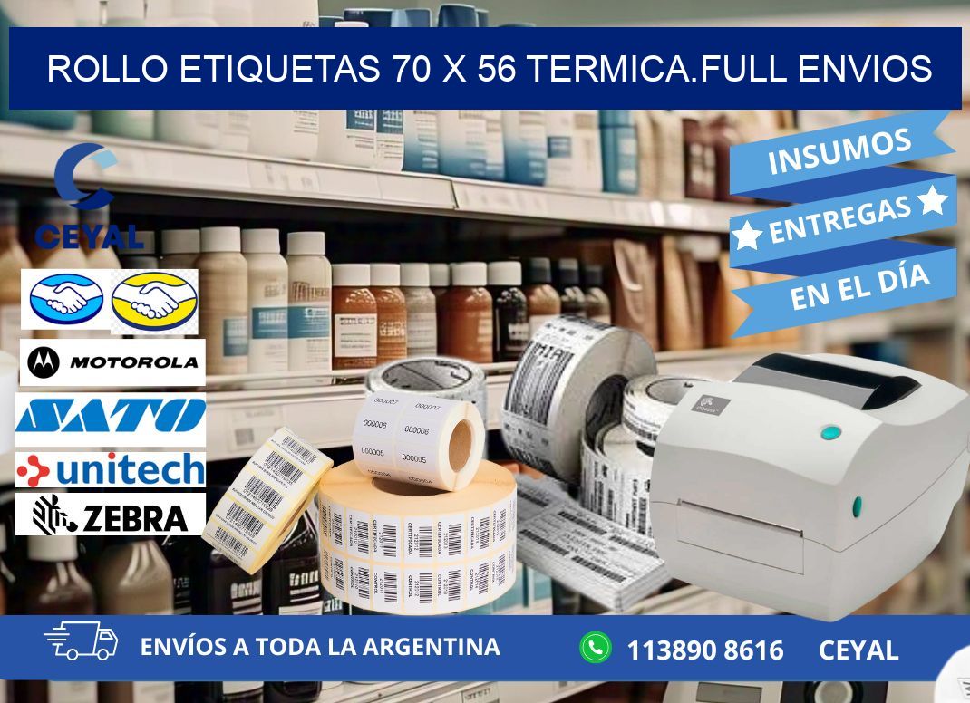 Rollo etiquetas 70 x 56 termica.full envios