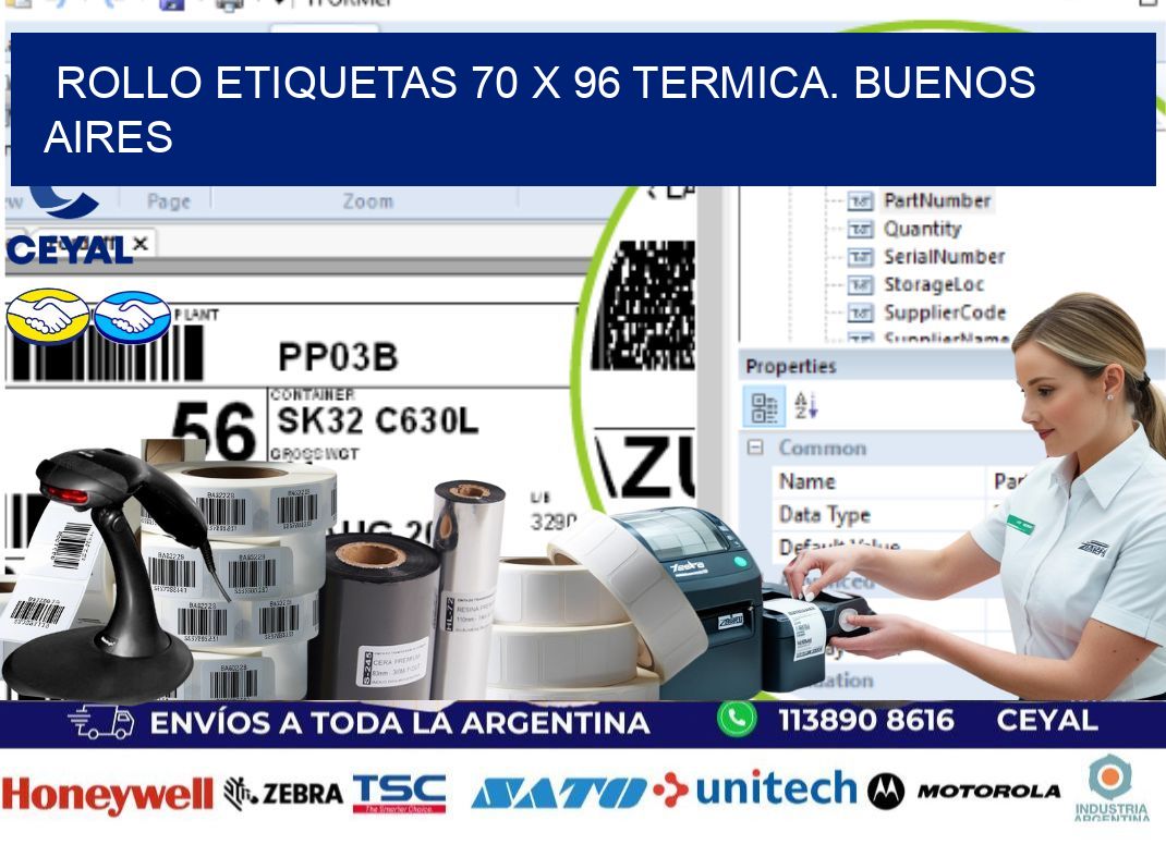 Rollo etiquetas 70 x 96 termica. Buenos Aires