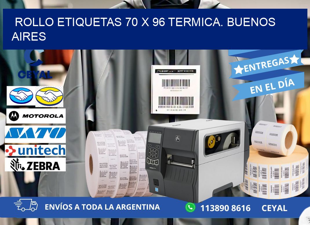 Rollo etiquetas 70 x 96 termica. Buenos Aires