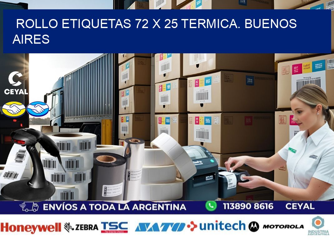 Rollo etiquetas 72 x 25 termica. Buenos Aires