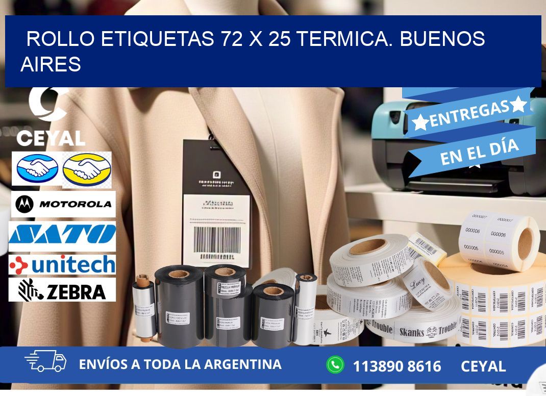 Rollo etiquetas 72 x 25 termica. Buenos Aires