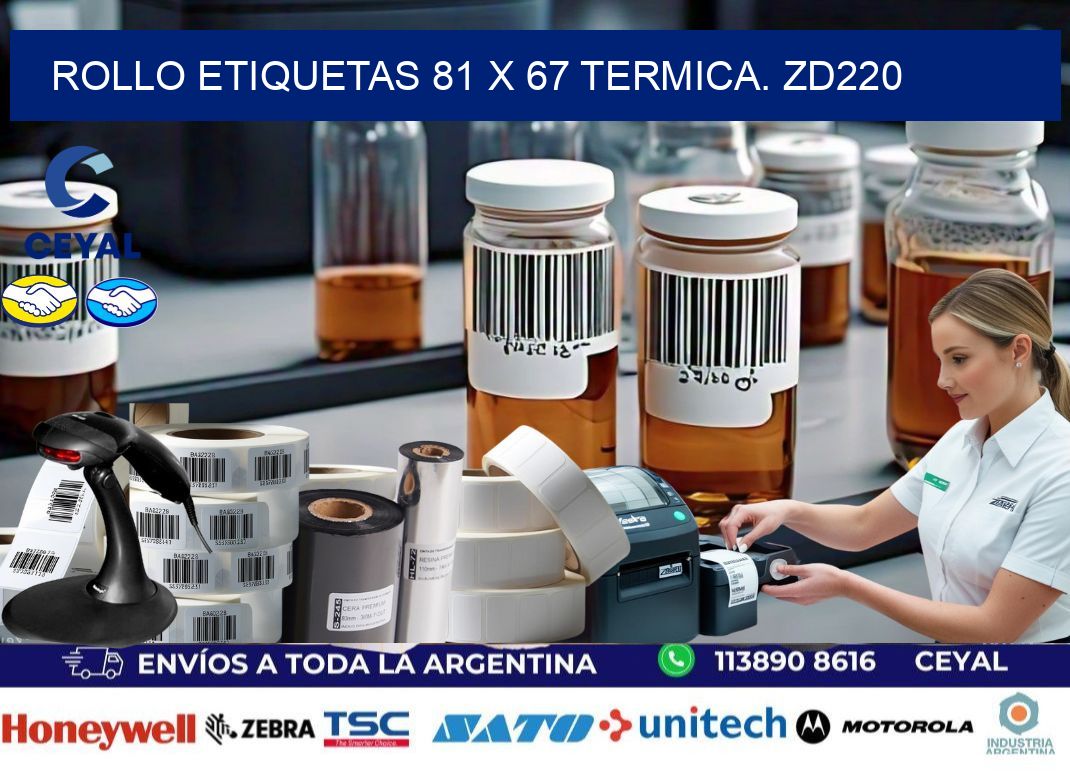 Rollo etiquetas 81 x 67 termica. zd220