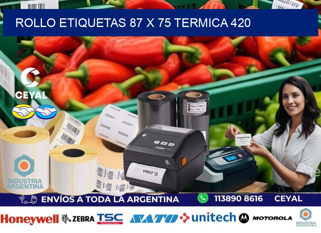 Rollo etiquetas 87 x 75 termica 420