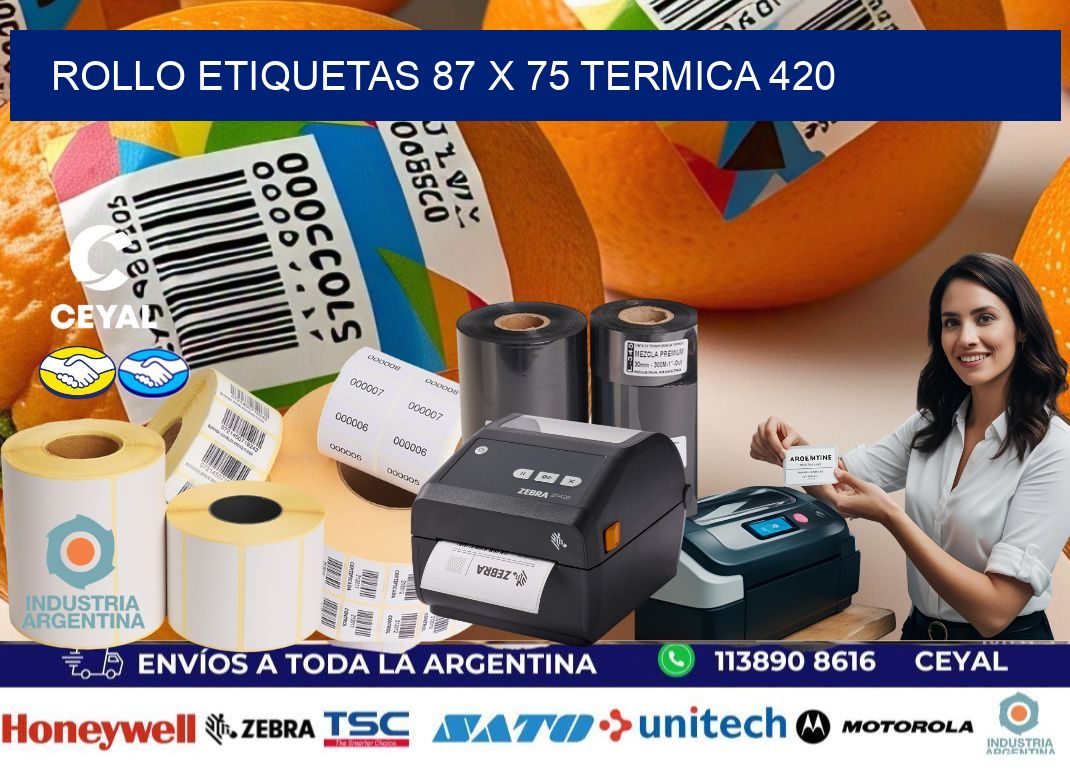 Rollo etiquetas 87 x 75 termica 420