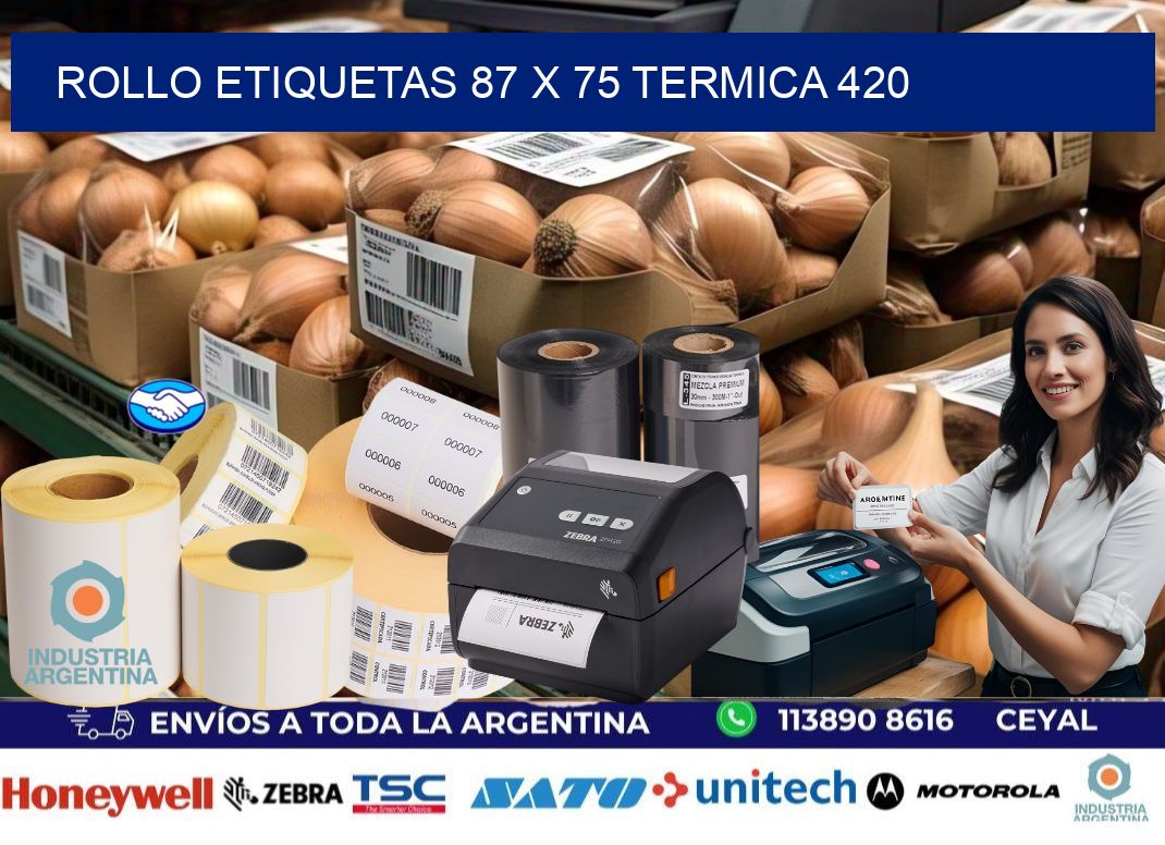Rollo etiquetas 87 x 75 termica 420