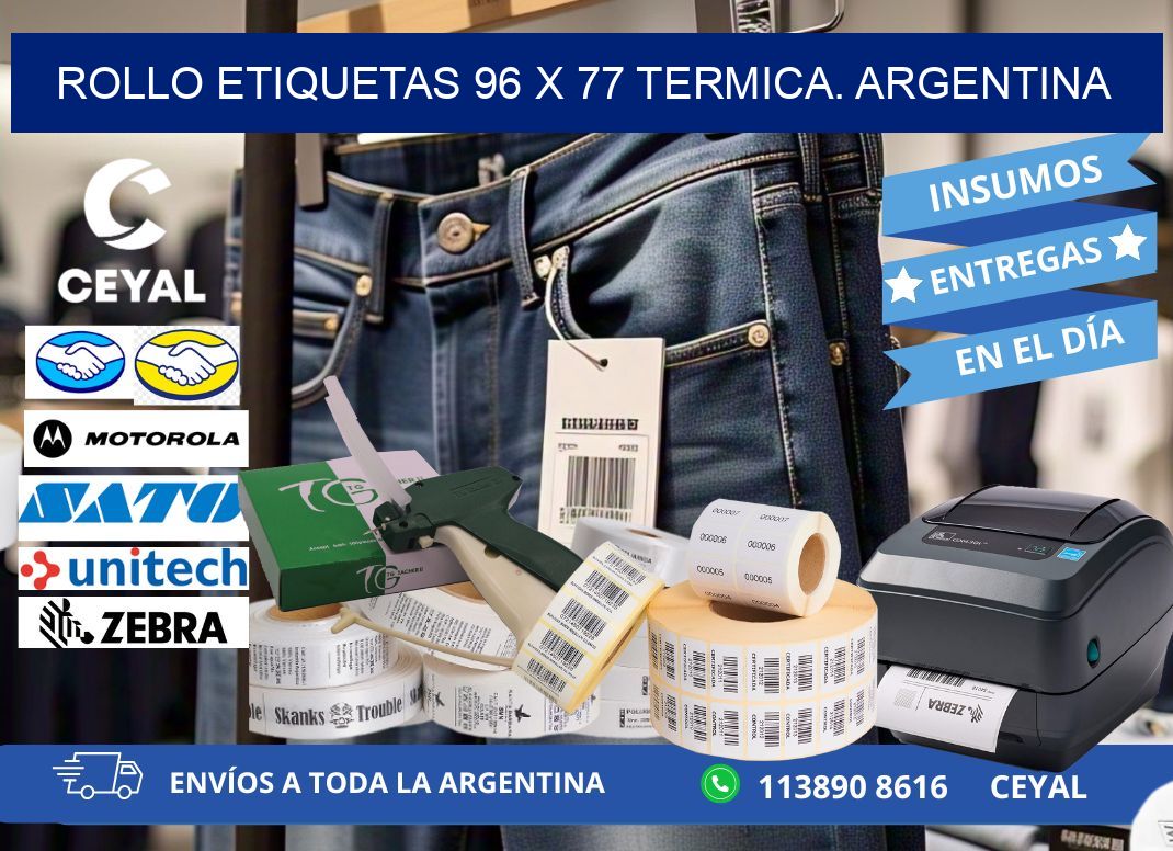 Rollo etiquetas 96 x 77 termica. Argentina