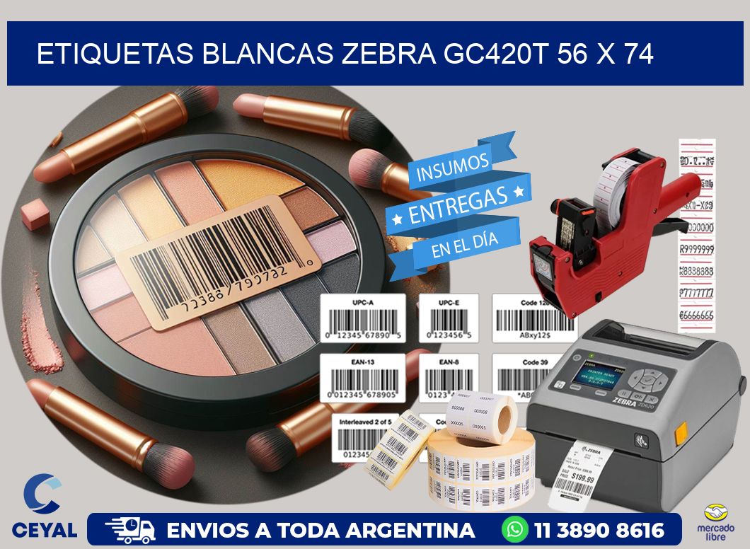 ETIQUETAS BLANCAS ZEBRA GC420T 56 x 74