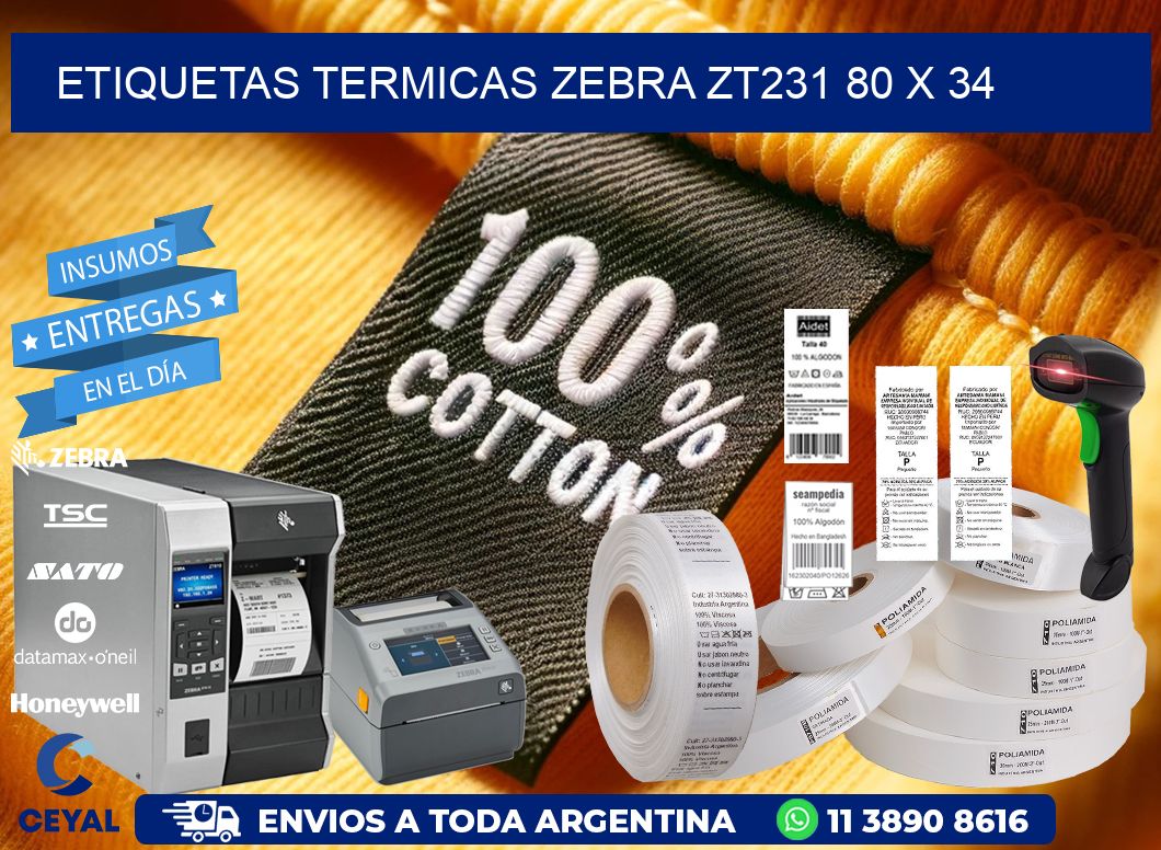 ETIQUETAS TERMICAS ZEBRA ZT231 80 x 34