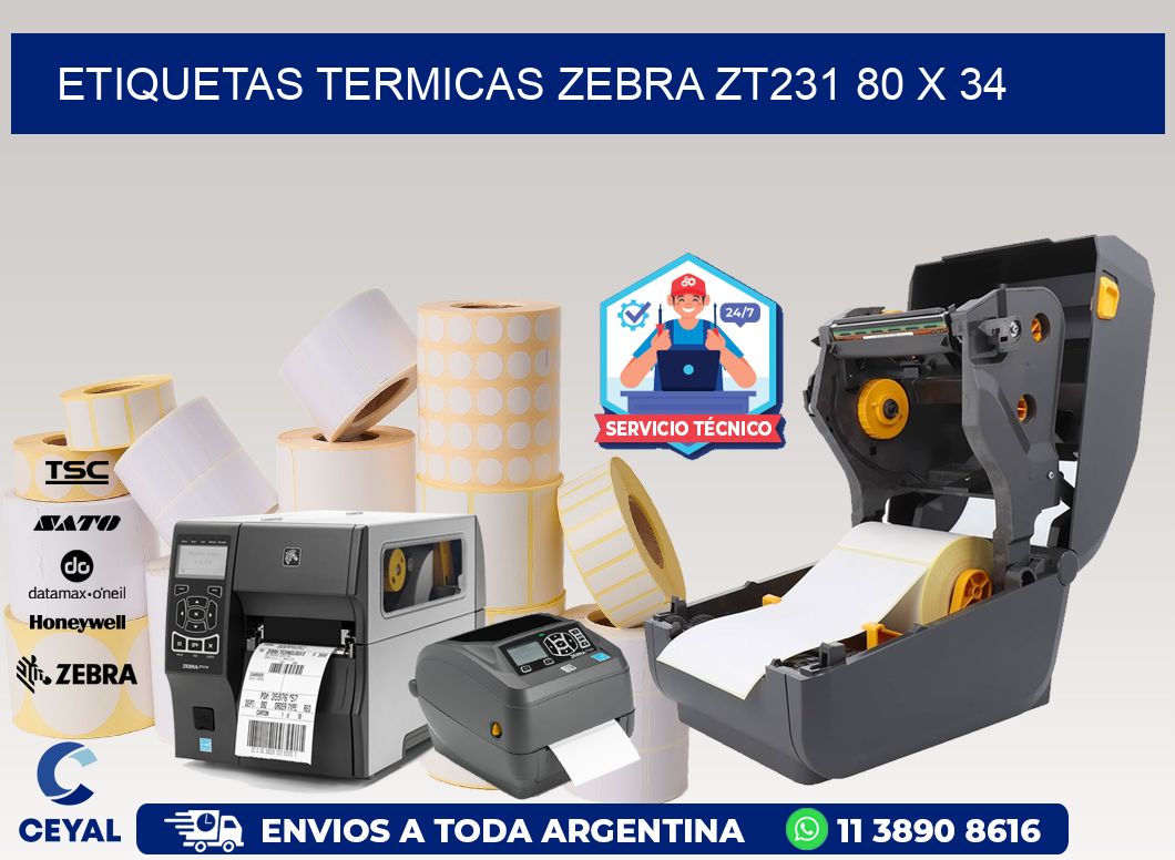 ETIQUETAS TERMICAS ZEBRA ZT231 80 x 34