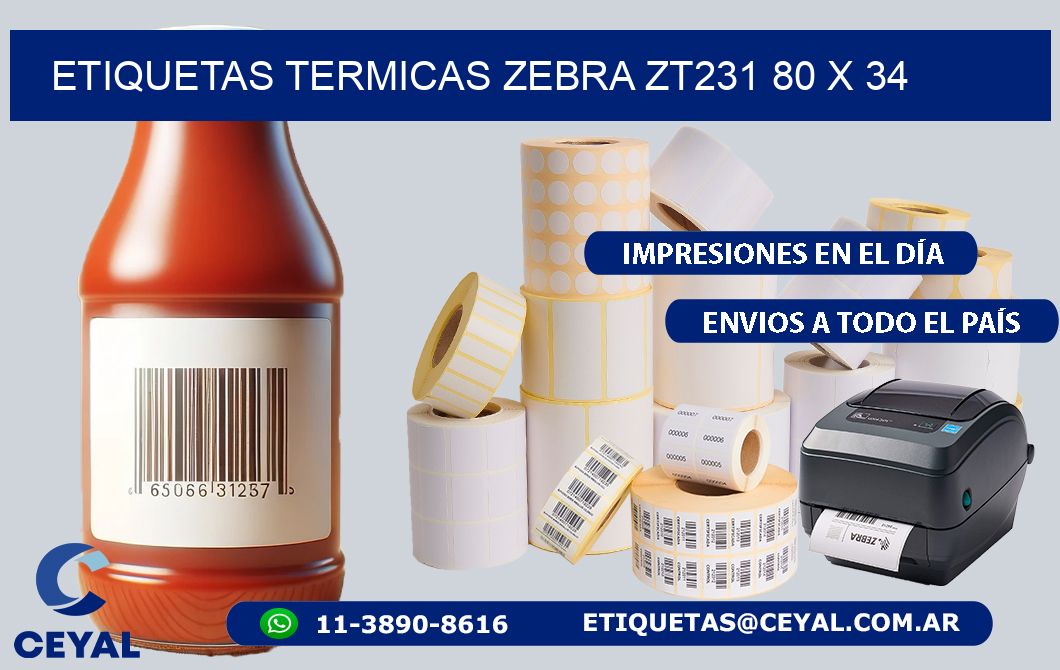 ETIQUETAS TERMICAS ZEBRA ZT231 80 x 34