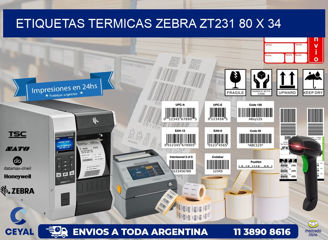ETIQUETAS TERMICAS ZEBRA ZT231 80 x 34