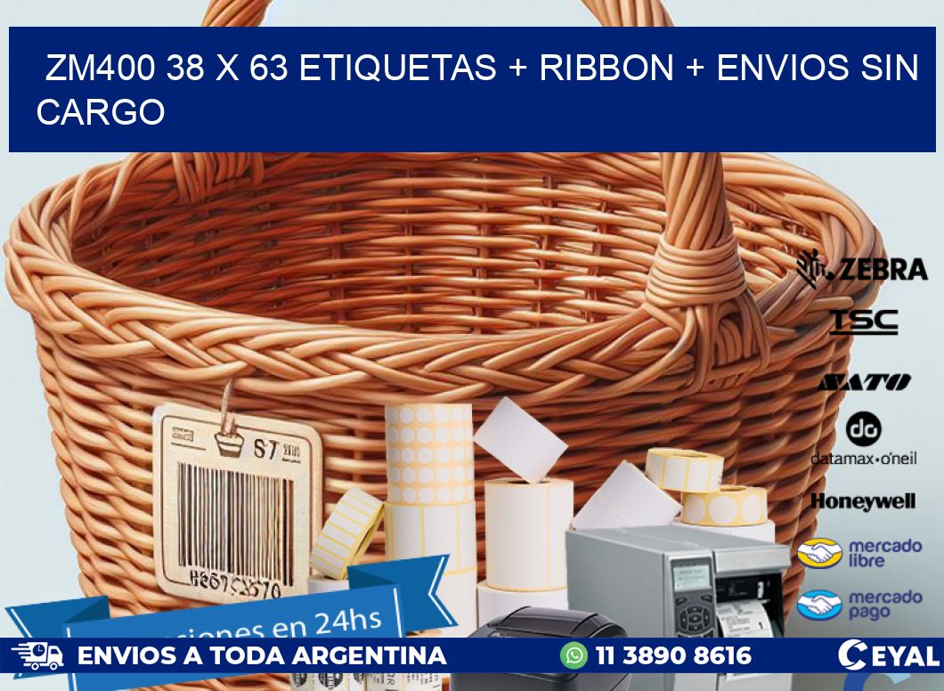 ZM400 38 x 63 etiquetas + ribbon + envios sin cargo