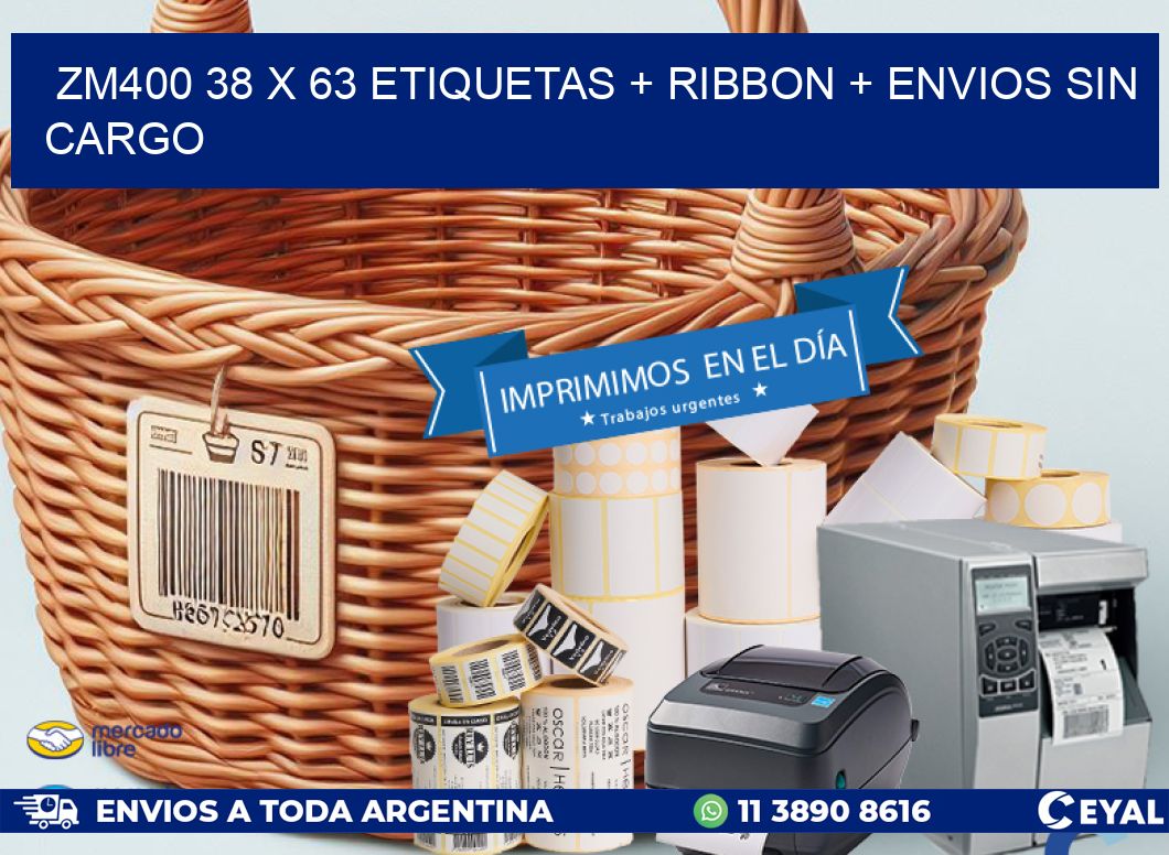 ZM400 38 x 63 etiquetas + ribbon + envios sin cargo