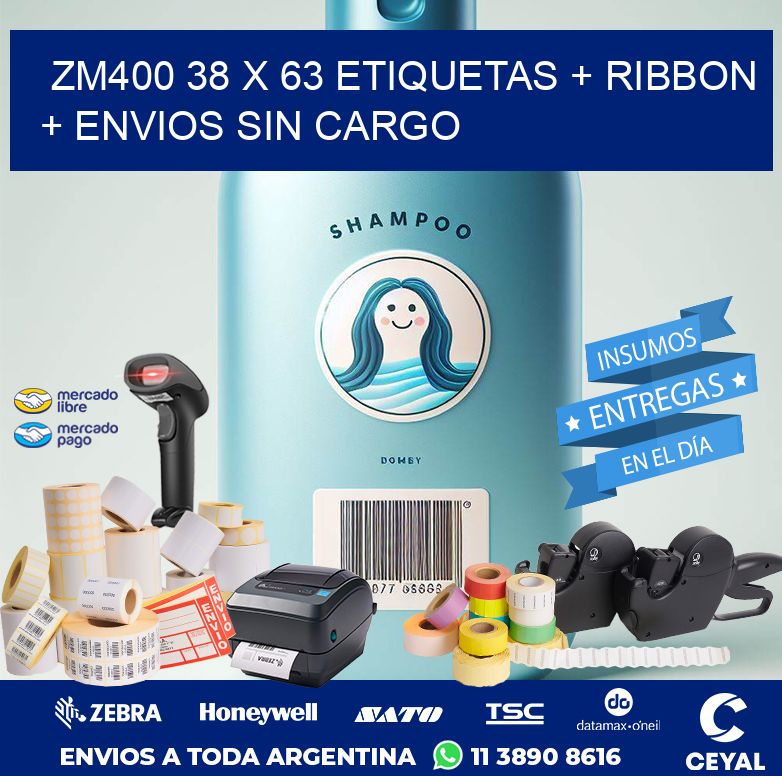 ZM400 38 x 63 etiquetas + ribbon + envios sin cargo